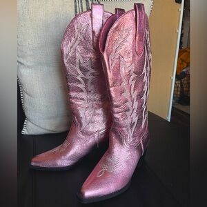 Pink Metallic Cowgirl Boots